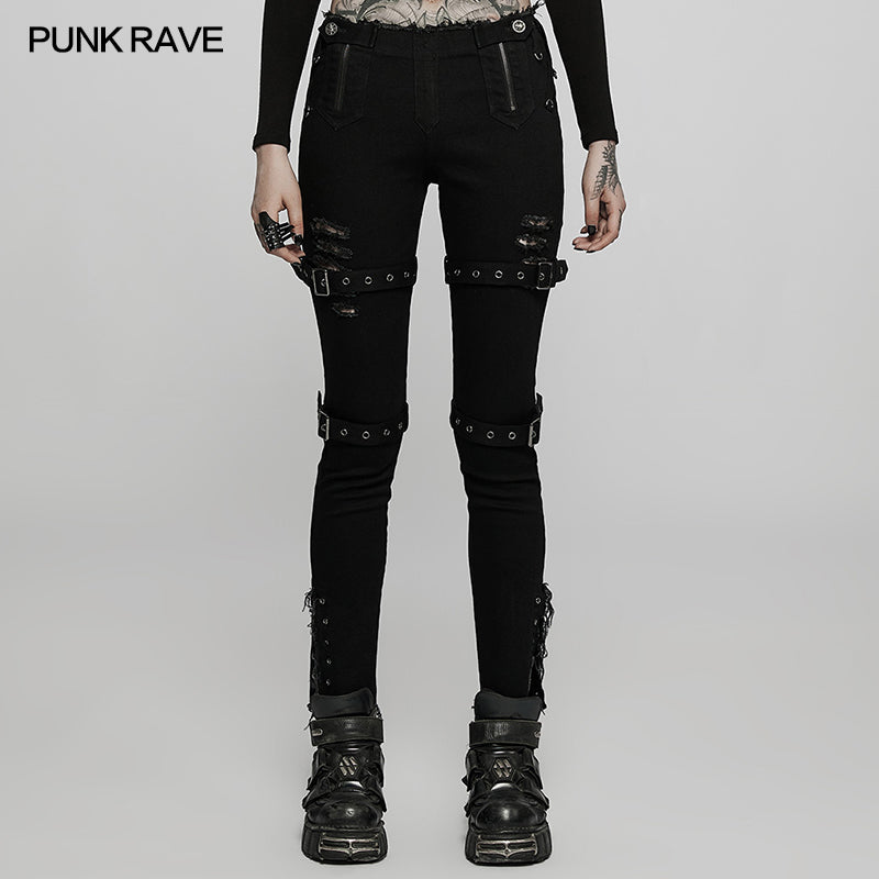 WK-505NCF Punk handsome low waist tight fit pants?-??Punk Rave Clothing