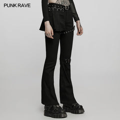 WK-508NCF Medium low waist punk flared pants?-??Punk Rave Clothing
