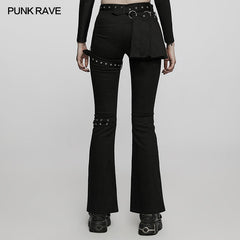 WK-508NCF Medium low waist punk flared pants?-??Punk Rave Clothing