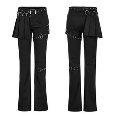 WK-508NCF Medium low waist punk flared pants?-??Punk Rave Clothing