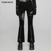 WK-509NCF Gothic elastic flare pants?-??Punk Rave Clothing