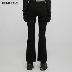 WK-509NCF Gothic elastic flare pants?-??Punk Rave Clothing