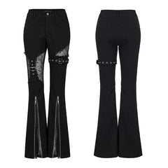 WK-509NCF Gothic elastic flare pants?-??Punk Rave Clothing