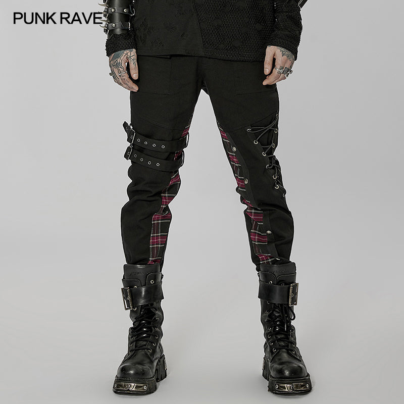 WK-518XCM Handsome Punk spliced pants?-??Punk Rave Clothing