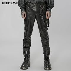 WK-519PCM Punk daily PU leather pants?-??Punk Rave Clothing