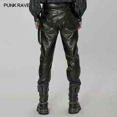 WK-519PCM Punk daily PU leather pants?-??Punk Rave Clothing
