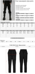 WK-524XCM black Post-Apocalyptic Punk Pants with Strap Details?-??Punk Rave Clothing