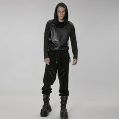 WK-524XCM black Post-Apocalyptic Punk Pants with Strap Details?-??Punk Rave Clothing