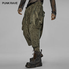 WK-525DQM Dark loose crotch pants?-??Punk Rave Clothing