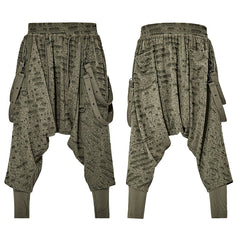 WK-525DQM Dark loose crotch pants?-??Punk Rave Clothing