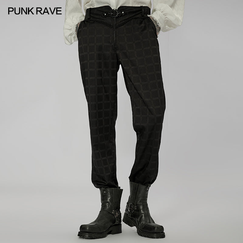 WK-528XCM Goth plaid long pants?-??Punk Rave Clothing