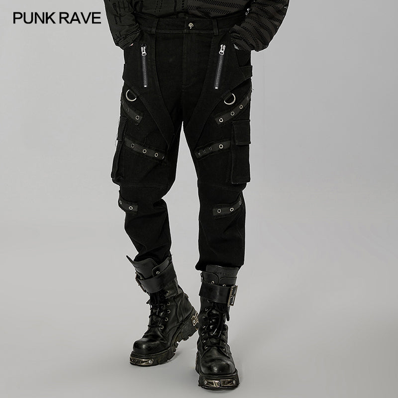 WK-533NCM Punk patchwork pants?-??Punk Rave Clothing
