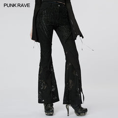 WK-535XCF Goth Lace Flared Long Pants?-??Punk Rave Clothing