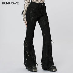 WK-535XCF Goth Lace Flared Long Pants?-??Punk Rave Clothing
