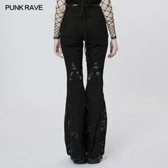 WK-535XCF Goth Lace Flared Long Pants?-??Punk Rave Clothing