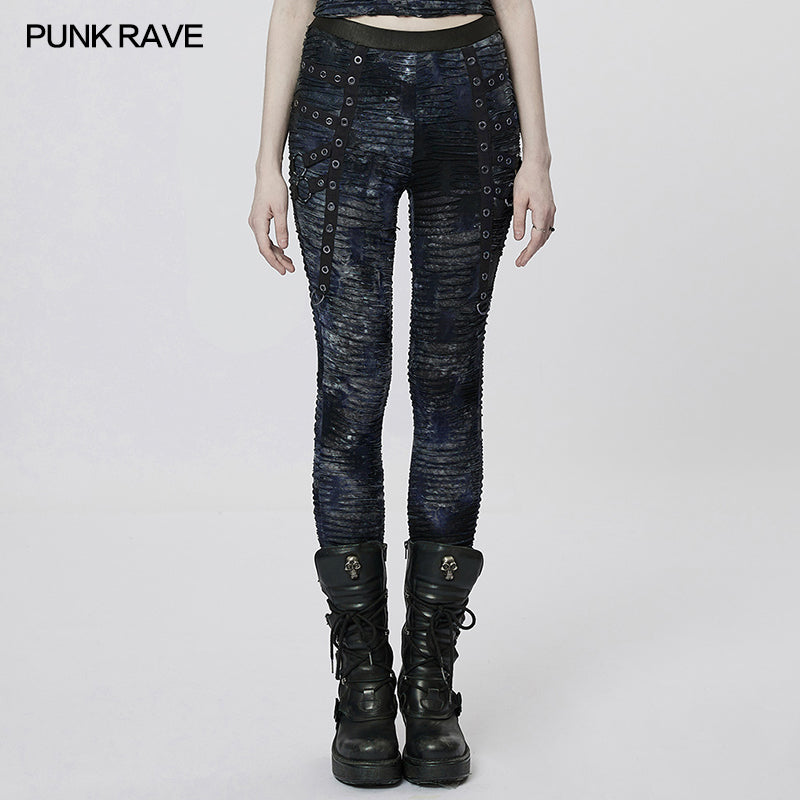 WK-537DQF Goth decayed leggings?-??Punk Rave Clothing