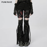 WK-540XCF Punk irregular flared detachable trousers?-??Punk Rave Clothing