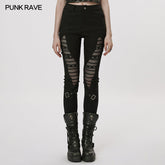 WK-544XCF Goth Hollow-out Leggings?-??Punk Rave Clothing