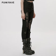 WK-544XCF Goth Hollow-out Leggings?-??Punk Rave Clothing