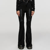 WK-547XCF Gothic Pants Flared Cross Strap Accent High Waist Design