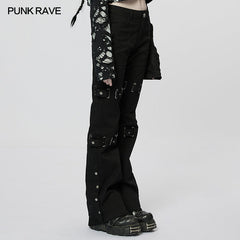 WK-550XCF Goth Flared Long Pants?-??Punk Rave Clothing