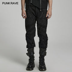WK-561XCM Goth distressed streetwear pants?-??Punk Rave Clothing