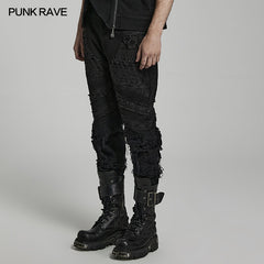 WK-561XCM Goth distressed streetwear pants?-??Punk Rave Clothing