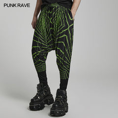 Cyber knit false two-piece trousers?-??Punk Rave Clothing