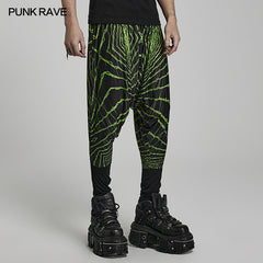 Cyber knit false two-piece trousers?-??Punk Rave Clothing