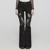 WK-568NCF Gothic Mesh Strap Accent Flared Punk Pants?-??Punk Rave Clothing