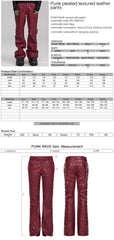 WK-585PCM Red Punk Textured Pleated Leather Pants with Spiked Sides?-??Punk Rave Clothing