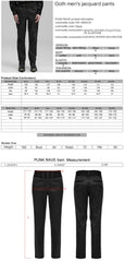 WK-589XCM Mens Gothic Jacquard Slim-Fit black Pants Elegant Design?-??Punk Rave Clothing