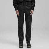 WK-589XCM Mens Gothic Jacquard Slim-Fit black Pants Elegant Design?-??Punk Rave Clothing