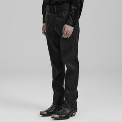 WK-589XCM Mens Gothic Jacquard Slim-Fit black Pants Elegant Design?-??Punk Rave Clothing