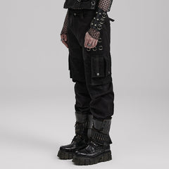 WK-591DQM Mens black Cargo Punk Pants with Rivet Details?-??Punk Rave Clothing