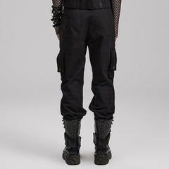 WK-591DQM Mens black Cargo Punk Pants with Rivet Details?-??Punk Rave Clothing