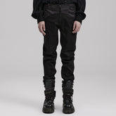 WK-601XCM Gothic Slim Fit black Pants With Lace Details?-??Punk Rave Clothing