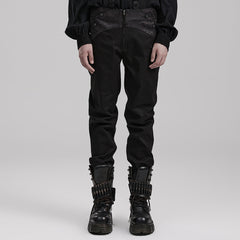 WK-601XCM Gothic Slim Fit black Pants With Lace Details?-??Punk Rave Clothing