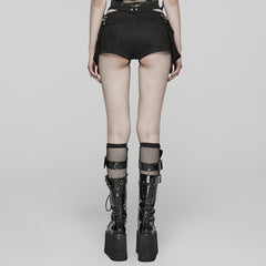 WK-604NDF Edgy black Cargo Punk Pants with Rivet Detailing?-??Punk Rave Clothing