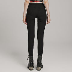 WK-606XCF Mesh Panel Punk Pants with Burnt Pattern Design?-??Punk Rave Clothing