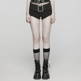 WK-607NDF Edgy High-Waisted Distressed black Denim Punk Pants?-??Punk Rave Clothing