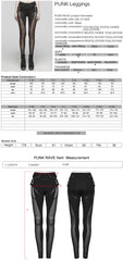 WK-611DDF Gothic Mesh Cutout Punk Pants with Buckle Detailing?-??Punk Rave Clothing