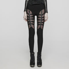WK-613DDF Gothic Strapped Mesh Cutout Punk Pants Bold Style?-??Punk Rave Clothing
