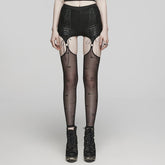 WK-620DDF Lace-Up black Mesh Gothic Pants With Faux Garter Detail?-??Punk Rave Clothing