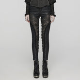 WK-622XCF Edgy Lace Mesh Gothic Pants with Intricate Side Details?-??Punk Rave Clothing