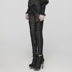WK-622XCF Edgy Lace Mesh Gothic Pants with Intricate Side Details?-??Punk Rave Clothing