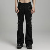 WK-628DQM Gothic Studded Flare Punk Pants with Lace Detailing?-??Punk Rave Clothing
