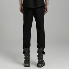 WK-629XCM Gothic Buckle Strap Punk Pants with Lace-Up Details?-??Punk Rave Clothing