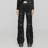WK-641XCF Gothic Mesh Punk Pants with Faux Leather Straps?-??Punk Rave Clothing