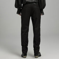 WK-642XCM Elegant black Brocade Gothic Pants with Intricate Lace Detailing?-??Punk Rave Clothing